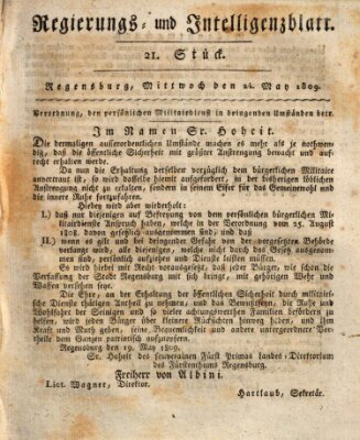 Regierungs- und Intelligenzblatt (Regensburger Wochenblatt) Mittwoch 24. Mai 1809