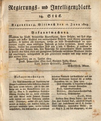 Regierungs- und Intelligenzblatt (Regensburger Wochenblatt) Mittwoch 14. Juni 1809