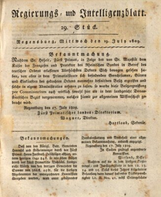 Regierungs- und Intelligenzblatt (Regensburger Wochenblatt) Mittwoch 19. Juli 1809