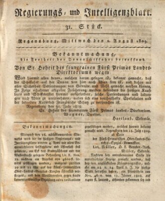 Regierungs- und Intelligenzblatt (Regensburger Wochenblatt) Mittwoch 2. August 1809