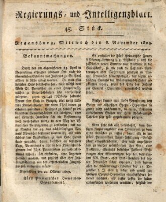 Regierungs- und Intelligenzblatt (Regensburger Wochenblatt) Mittwoch 8. November 1809