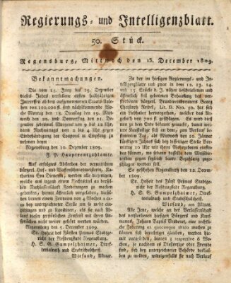 Regierungs- und Intelligenzblatt (Regensburger Wochenblatt) Mittwoch 13. Dezember 1809