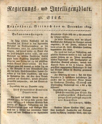 Regierungs- und Intelligenzblatt (Regensburger Wochenblatt) Mittwoch 27. Dezember 1809