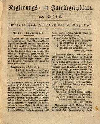 Regierungs- und Intelligenzblatt (Regensburger Wochenblatt) Mittwoch 16. Mai 1810