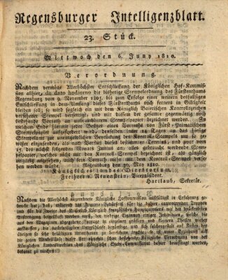 Regensburger Intelligenzblatt (Regensburger Wochenblatt) Mittwoch 6. Juni 1810