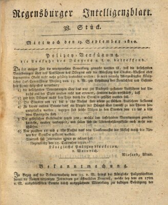 Regensburger Intelligenzblatt (Regensburger Wochenblatt) Mittwoch 19. September 1810