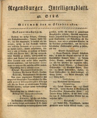 Regensburger Intelligenzblatt (Regensburger Wochenblatt) Mittwoch 17. Oktober 1810