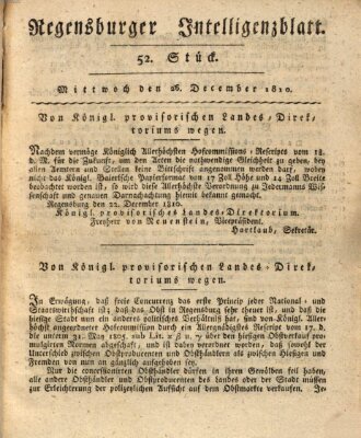 Regensburger Intelligenzblatt (Regensburger Wochenblatt) Mittwoch 26. Dezember 1810