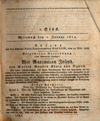 Regensburger Wochenblatt Mittwoch 1. Januar 1817