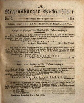 Regensburger Wochenblatt Mittwoch 8. Februar 1832