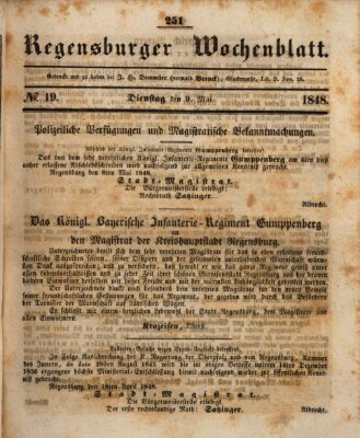 Regensburger Wochenblatt Dienstag 9. Mai 1848