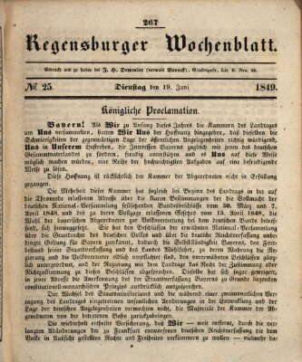 Regensburger Wochenblatt Dienstag 19. Juni 1849