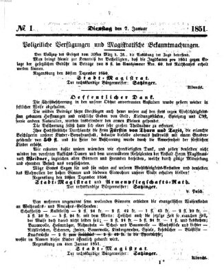 Regensburger Wochenblatt Dienstag 7. Januar 1851