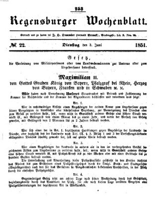 Regensburger Wochenblatt Dienstag 3. Juni 1851