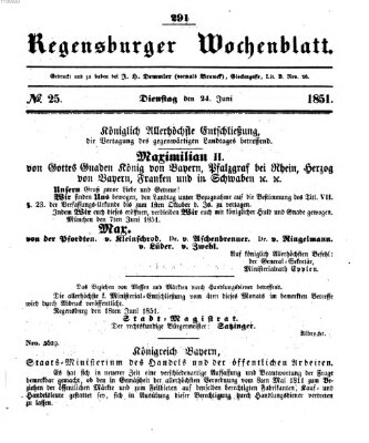 Regensburger Wochenblatt Dienstag 24. Juni 1851