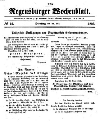 Regensburger Wochenblatt Dienstag 22. Mai 1855