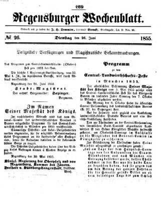 Regensburger Wochenblatt Dienstag 26. Juni 1855