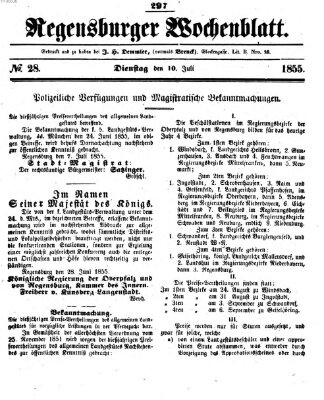 Regensburger Wochenblatt Dienstag 10. Juli 1855