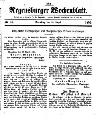 Regensburger Wochenblatt Dienstag 28. August 1855