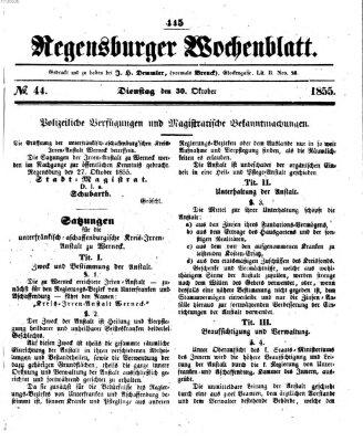 Regensburger Wochenblatt Dienstag 30. Oktober 1855