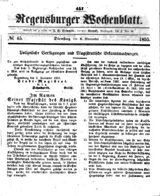 Regensburger Wochenblatt Dienstag 6. November 1855