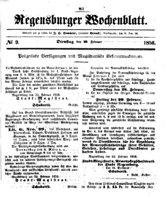 Regensburger Wochenblatt Dienstag 26. Februar 1856