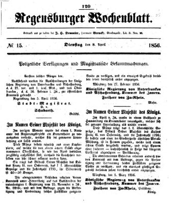 Regensburger Wochenblatt Dienstag 8. April 1856