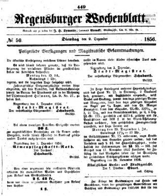 Regensburger Wochenblatt Dienstag 9. Dezember 1856