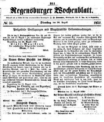 Regensburger Wochenblatt Dienstag 30. August 1859