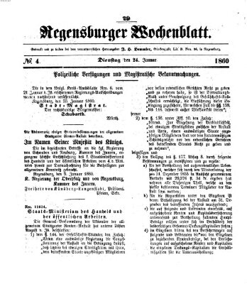 Regensburger Wochenblatt Dienstag 24. Januar 1860