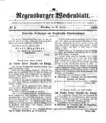 Regensburger Wochenblatt Dienstag 28. Februar 1860