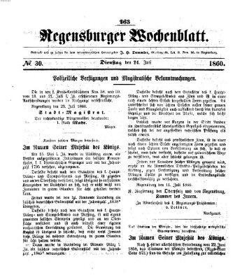 Regensburger Wochenblatt Dienstag 24. Juli 1860