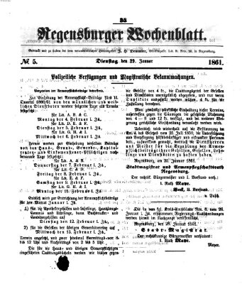 Regensburger Wochenblatt Dienstag 29. Januar 1861