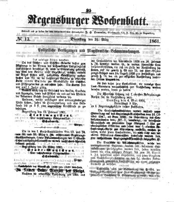 Regensburger Wochenblatt Dienstag 26. März 1861