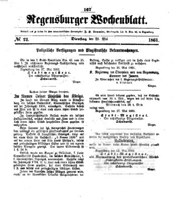 Regensburger Wochenblatt Dienstag 28. Mai 1861