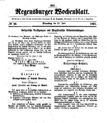 Regensburger Wochenblatt Dienstag 25. Juni 1861