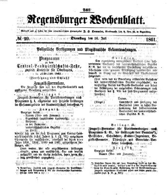 Regensburger Wochenblatt Dienstag 16. Juli 1861