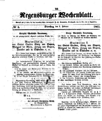 Regensburger Wochenblatt Dienstag 3. Februar 1863