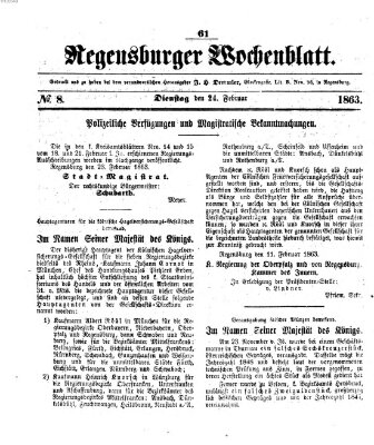 Regensburger Wochenblatt Dienstag 24. Februar 1863