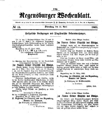 Regensburger Wochenblatt Dienstag 14. April 1863