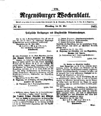 Regensburger Wochenblatt Dienstag 26. Mai 1863