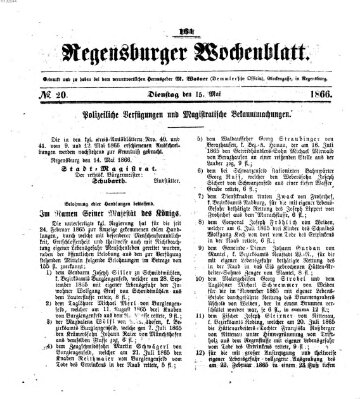 Regensburger Wochenblatt Dienstag 15. Mai 1866