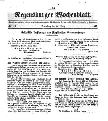 Regensburger Wochenblatt Dienstag 26. März 1867