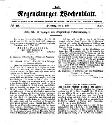 Regensburger Wochenblatt Dienstag 7. Mai 1867