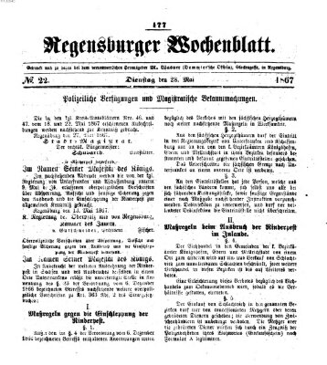 Regensburger Wochenblatt Dienstag 28. Mai 1867