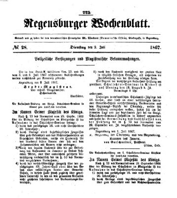 Regensburger Wochenblatt Dienstag 9. Juli 1867