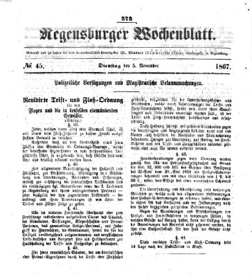 Regensburger Wochenblatt Dienstag 5. November 1867