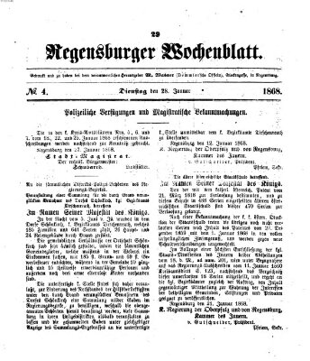 Regensburger Wochenblatt Dienstag 28. Januar 1868