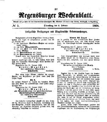 Regensburger Wochenblatt Dienstag 4. Februar 1868