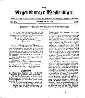 Regensburger Wochenblatt Dienstag 23. Juni 1868